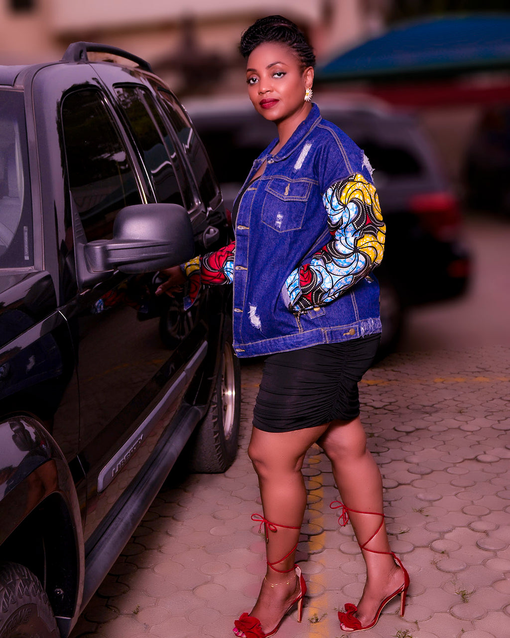 RENI Denim & Ankara Statement Jacket