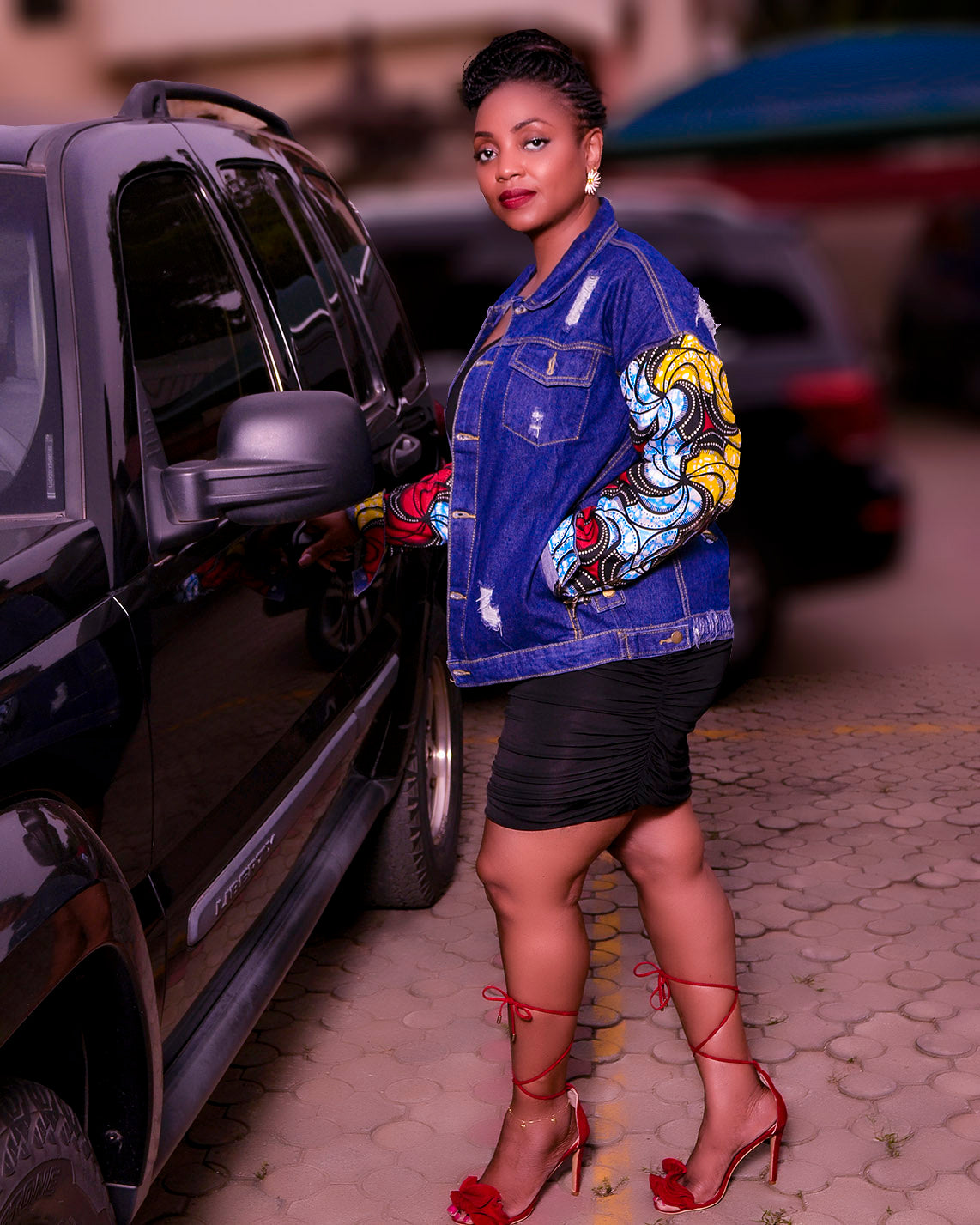 RENI Denim & Ankara Statement Jacket