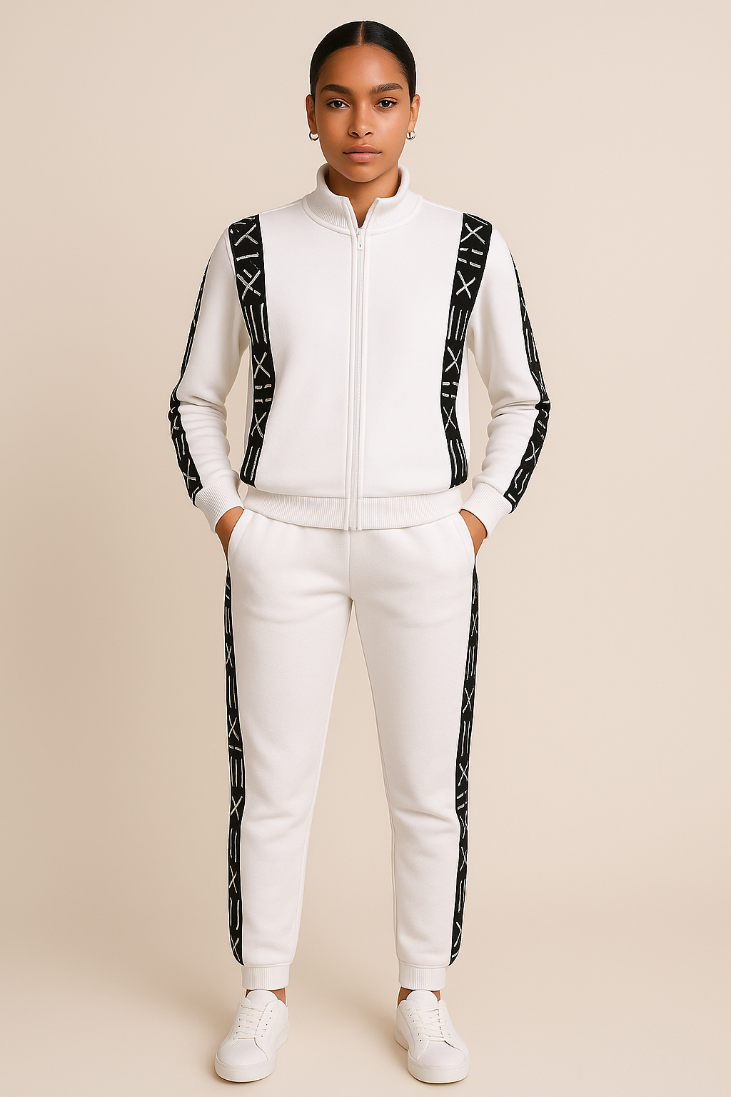 Odun Luxury Unisex Ankara Trim Tracksuit