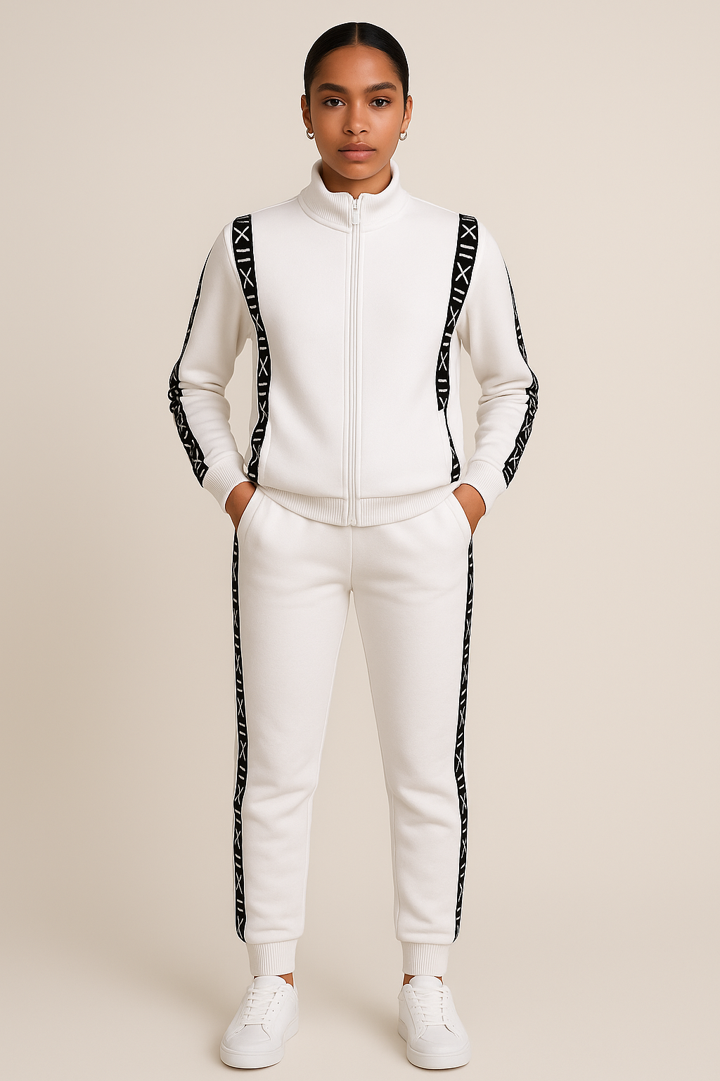 Odun Luxury Unisex Ankara Trim Tracksuit