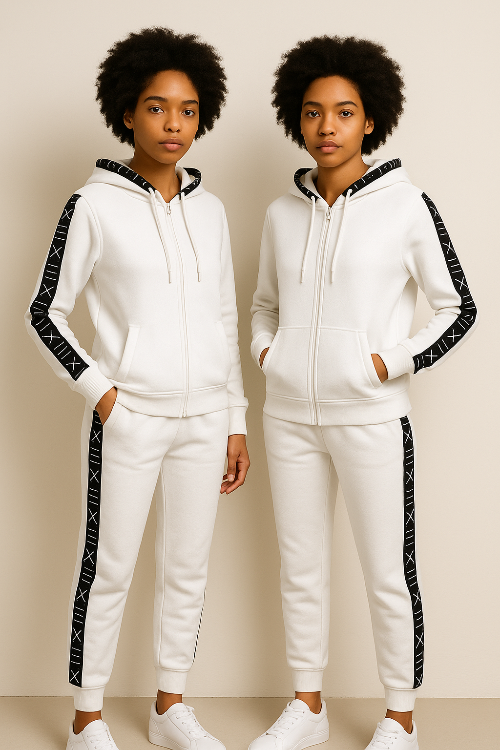 Odun Luxury Unisex Ankara Trim Tracksuit Hoodie Set
