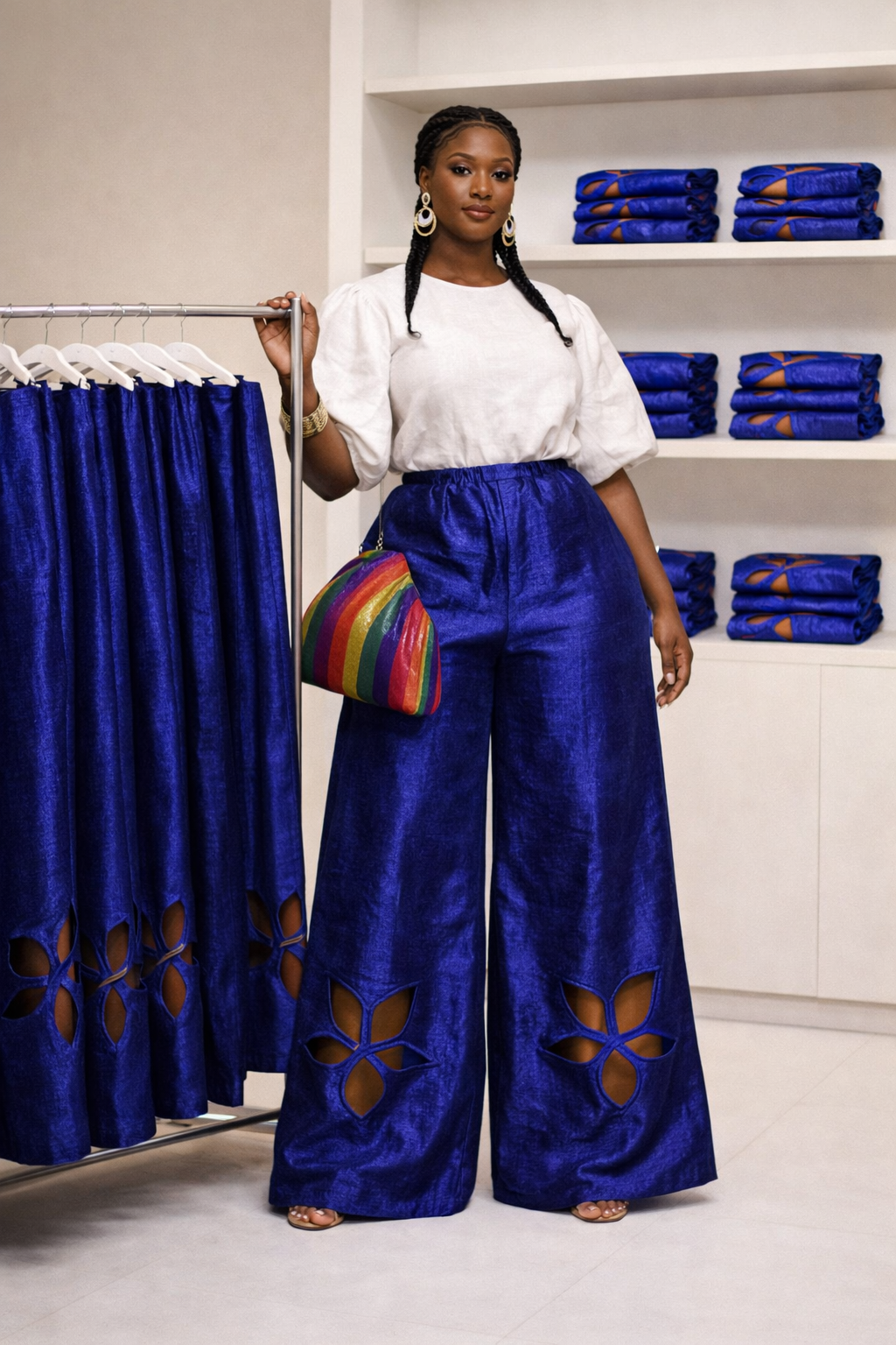 TEMI Aso-Oke Wide-Leg Trousers