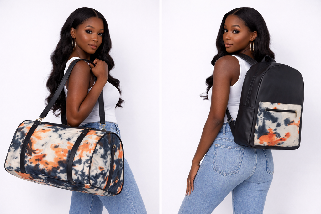 Biyi Duffel Bag | Adire & Leather Travel Bag | African Luxury Accessories