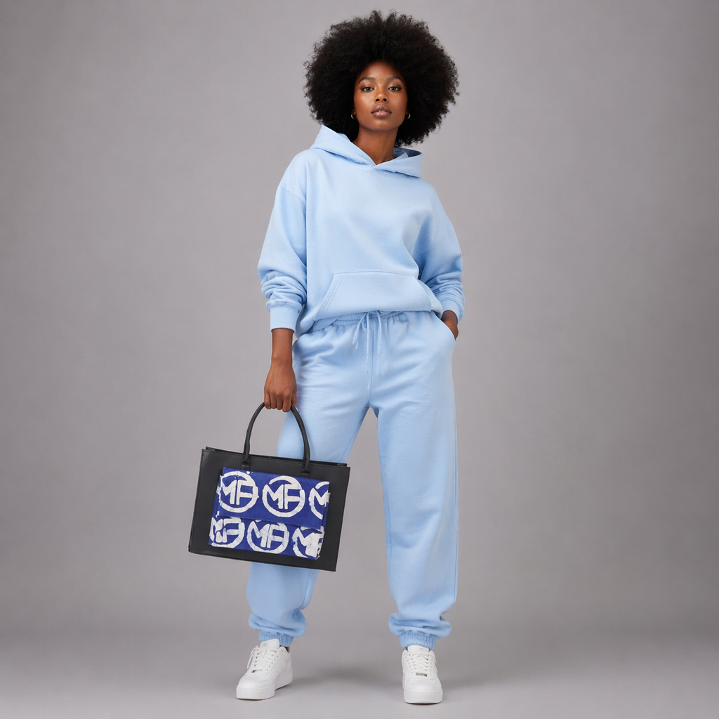 Eniola Tote Bag | Adire & Leather Tote | African Heritage Accessories