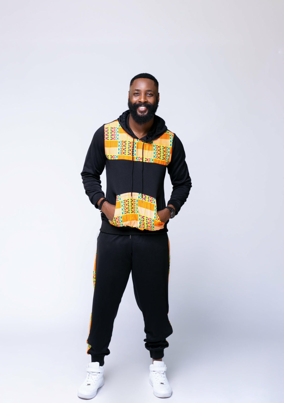 Black Ankara Unisex Tracksuit Set