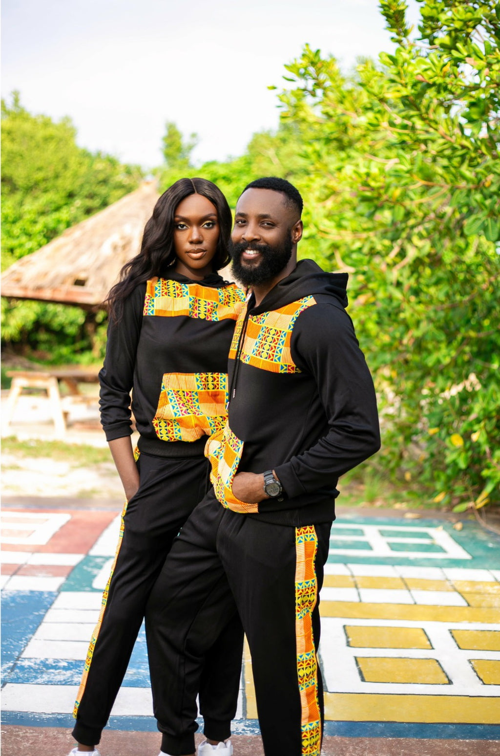 Black Ankara Unisex Tracksuit Set