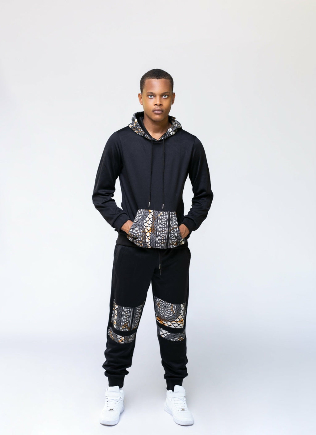 Black Ankara Unisex Tracksuit Set