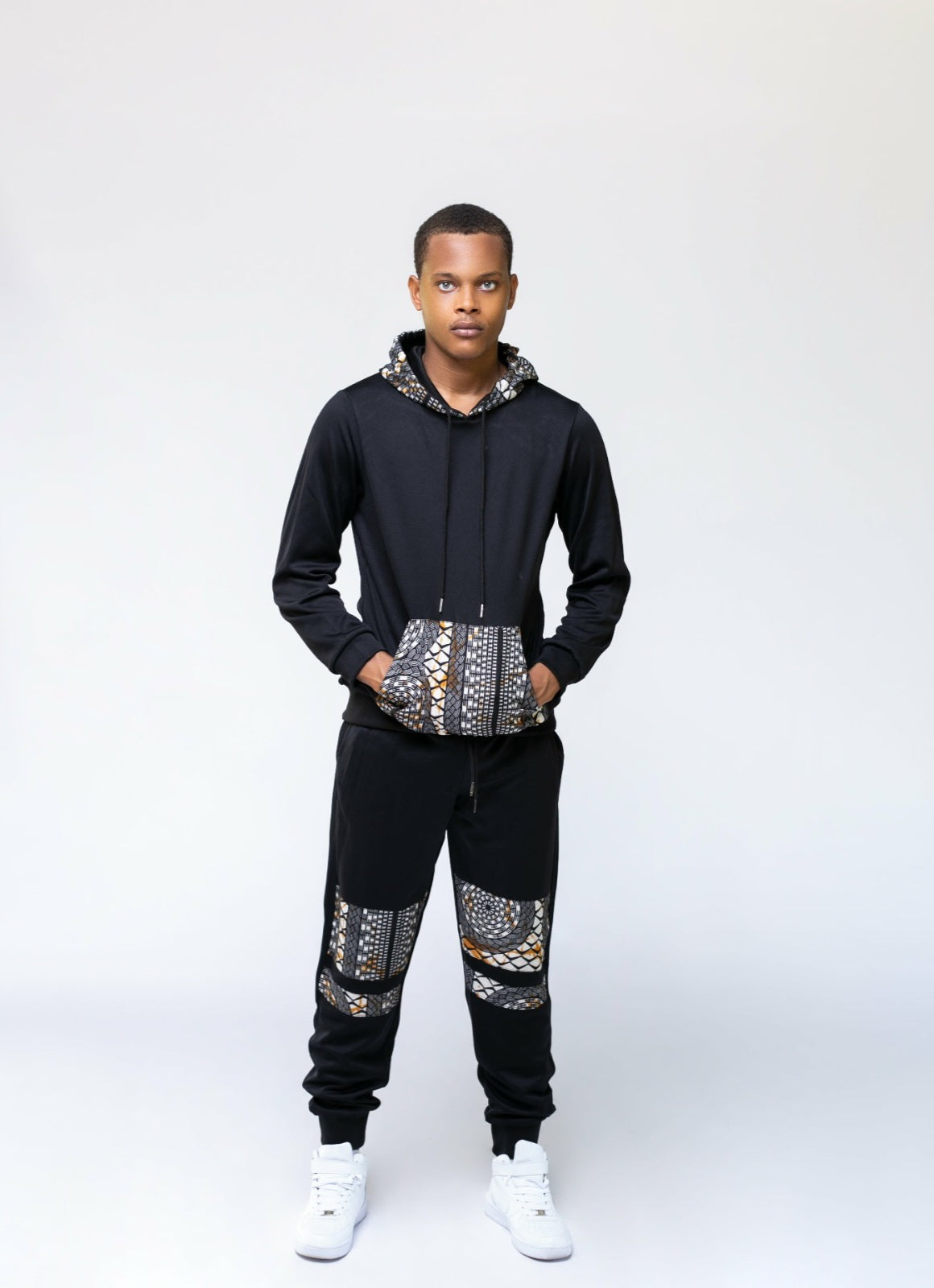 Black Ankara Unisex Tracksuit Set