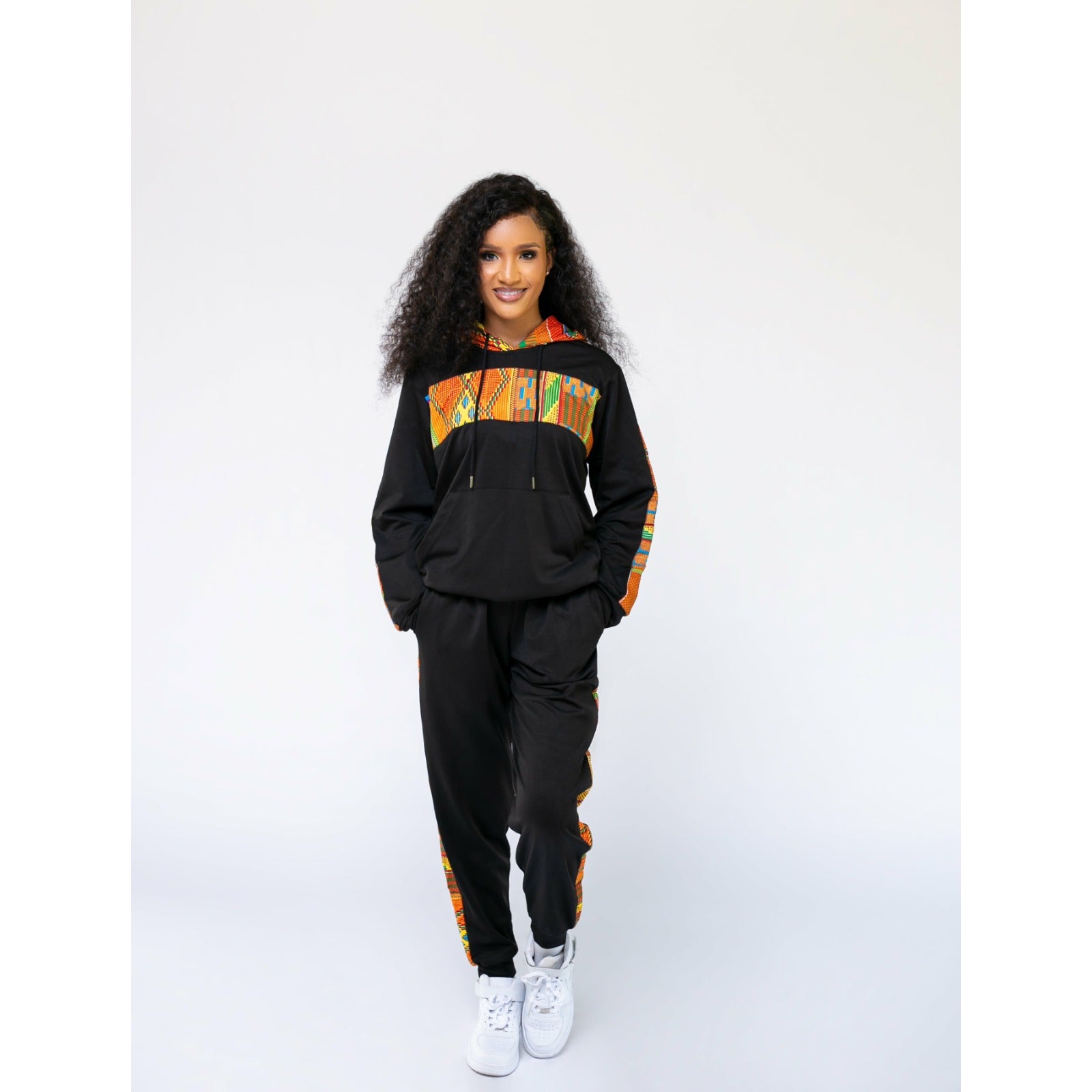 Black Ankara Unisex Tracksuit Set