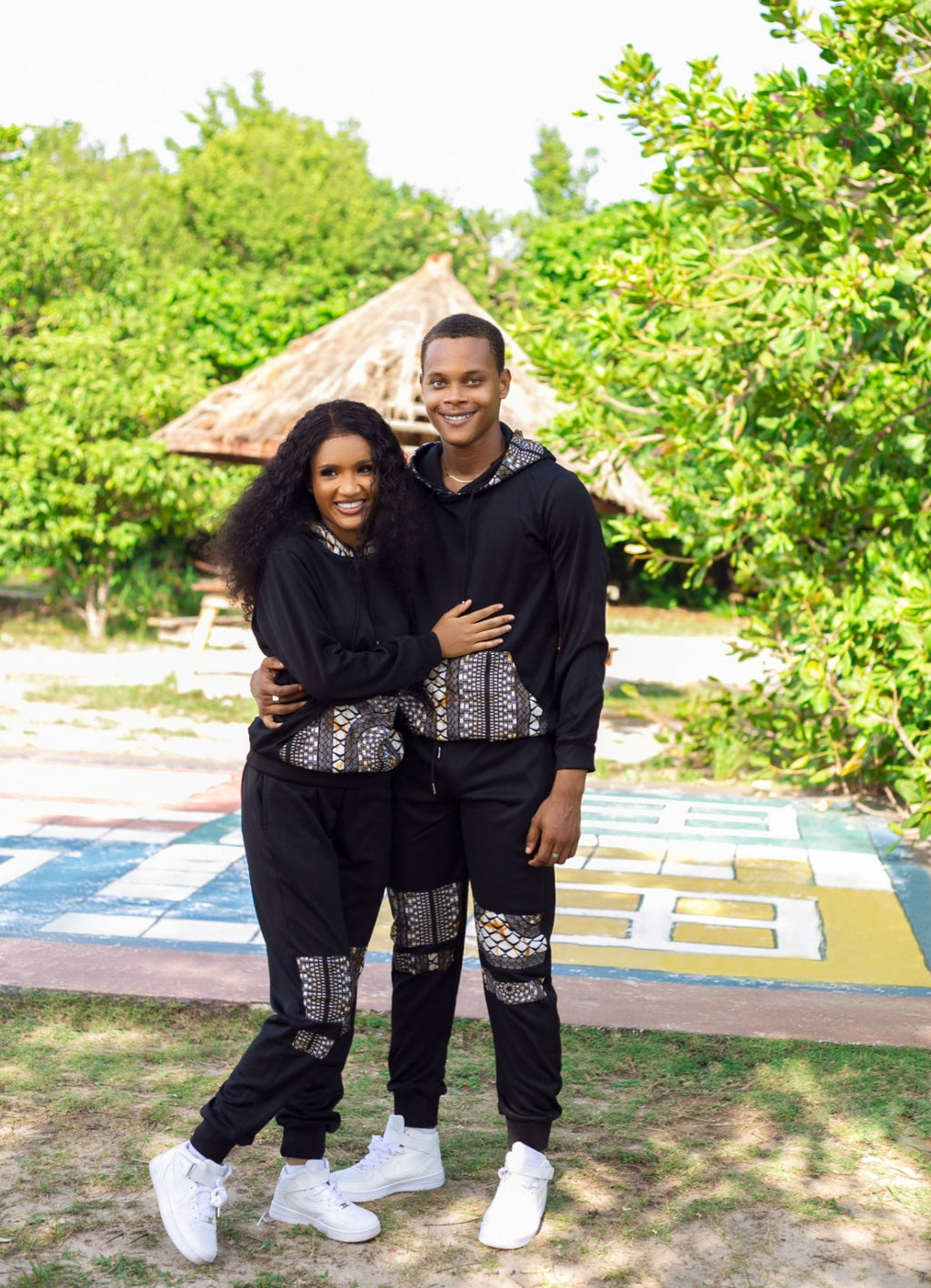 Black Ankara Unisex Tracksuit Set