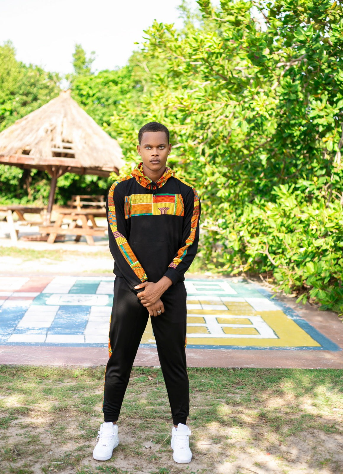 Black Ankara Unisex Tracksuit Set