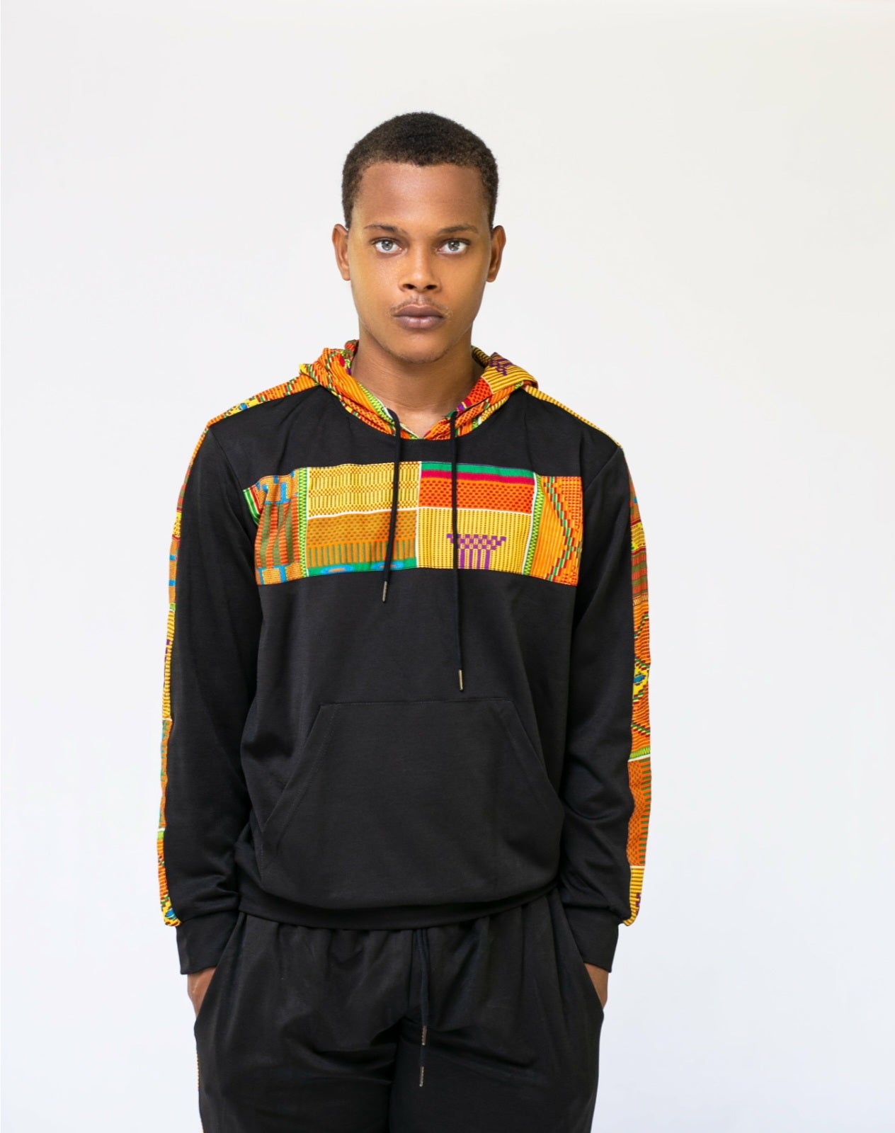 Black Ankara Unisex Tracksuit Set