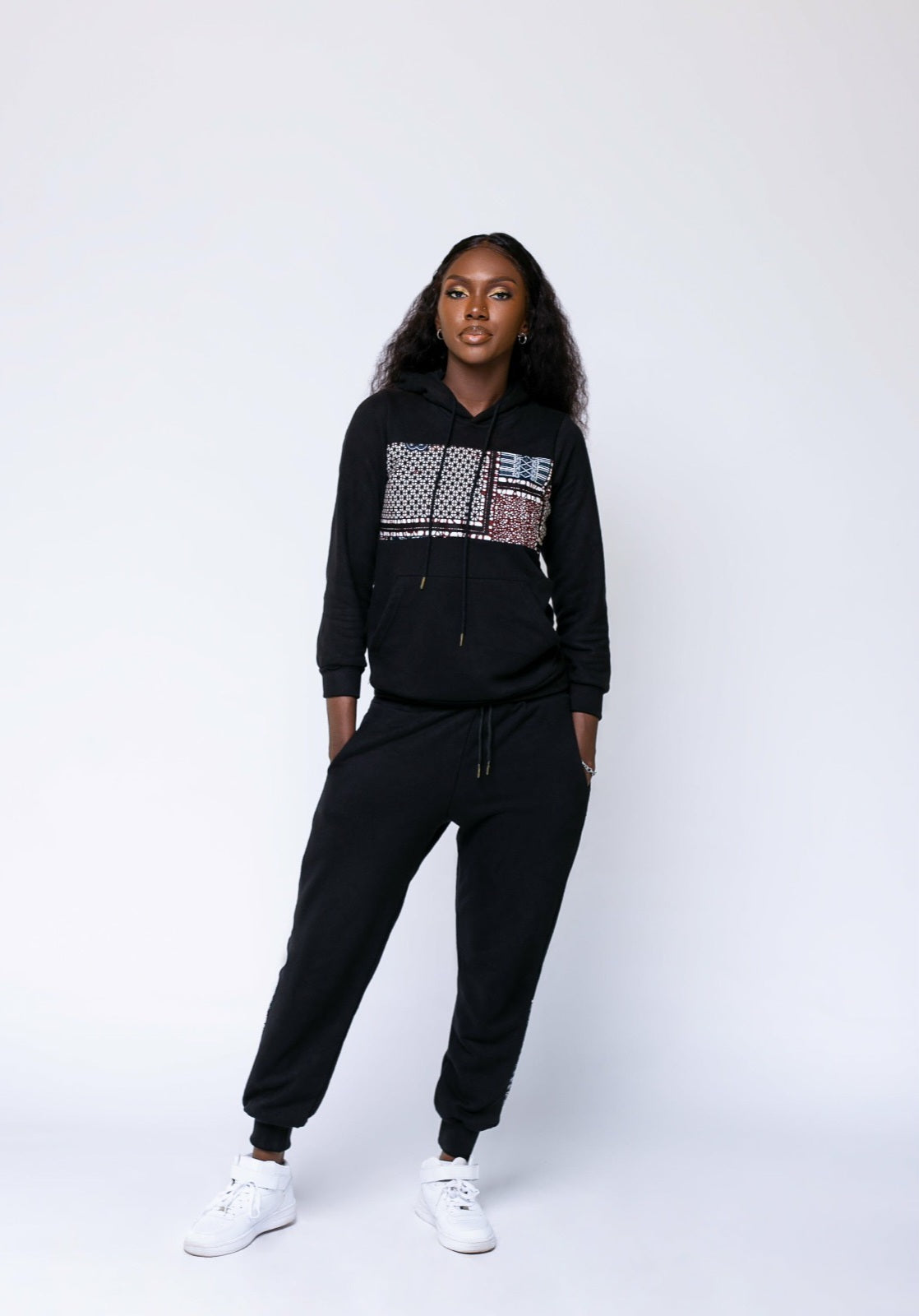 Black Ankara Unisex Tracksuit Set