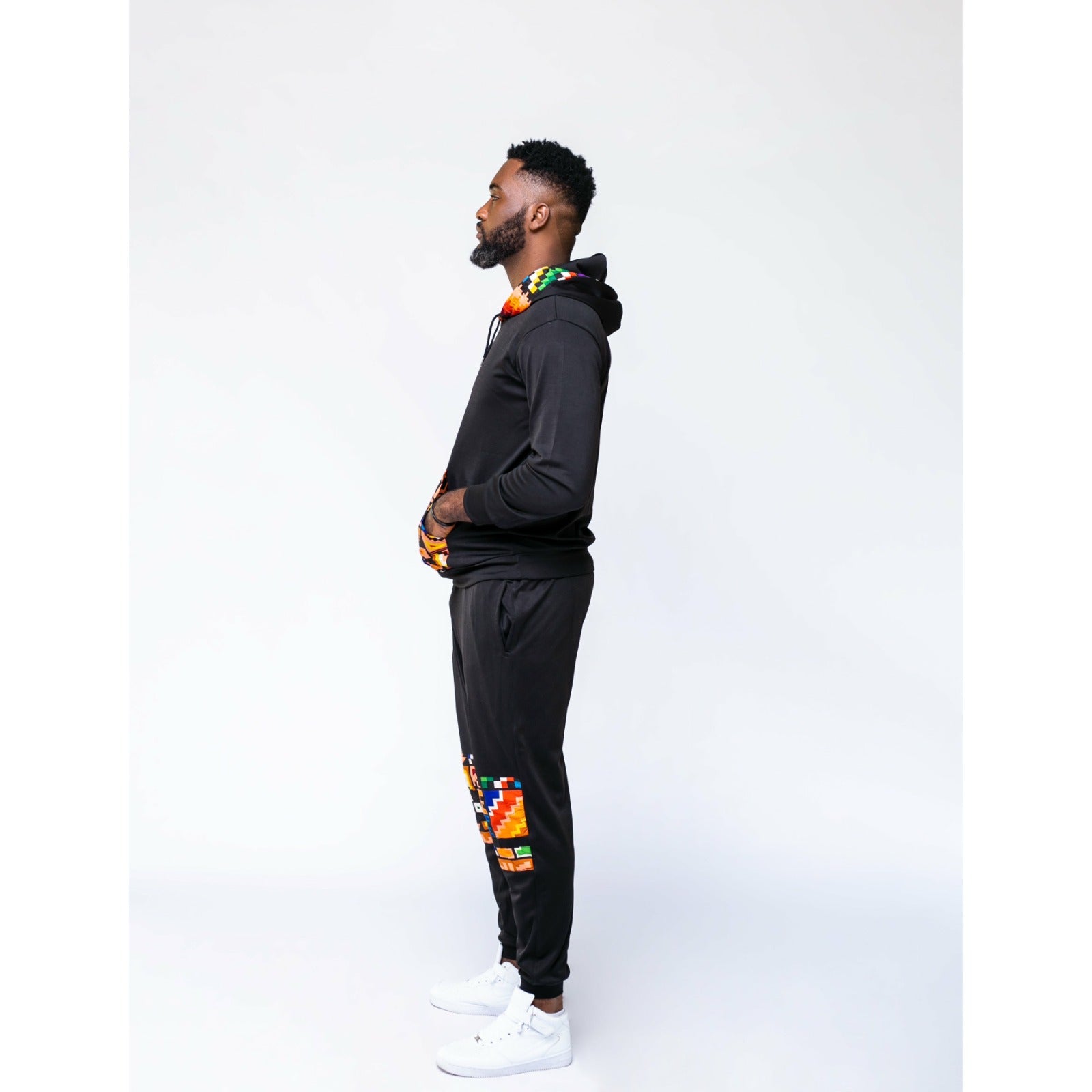 Black Ankara Unisex Tracksuit Set