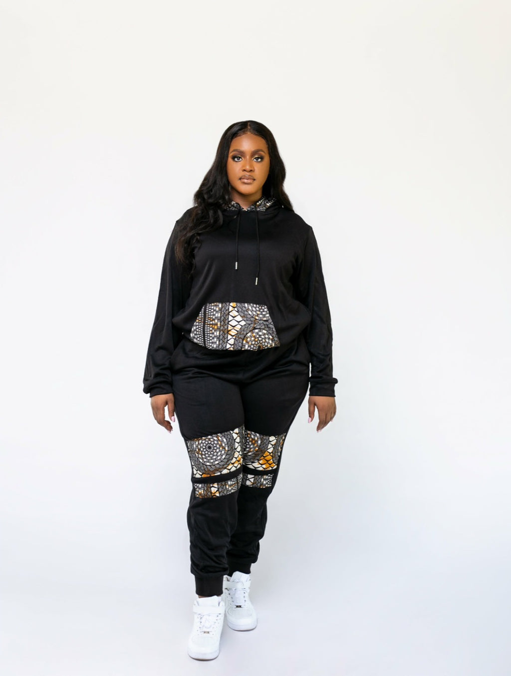 Black Ankara Unisex Tracksuit Set