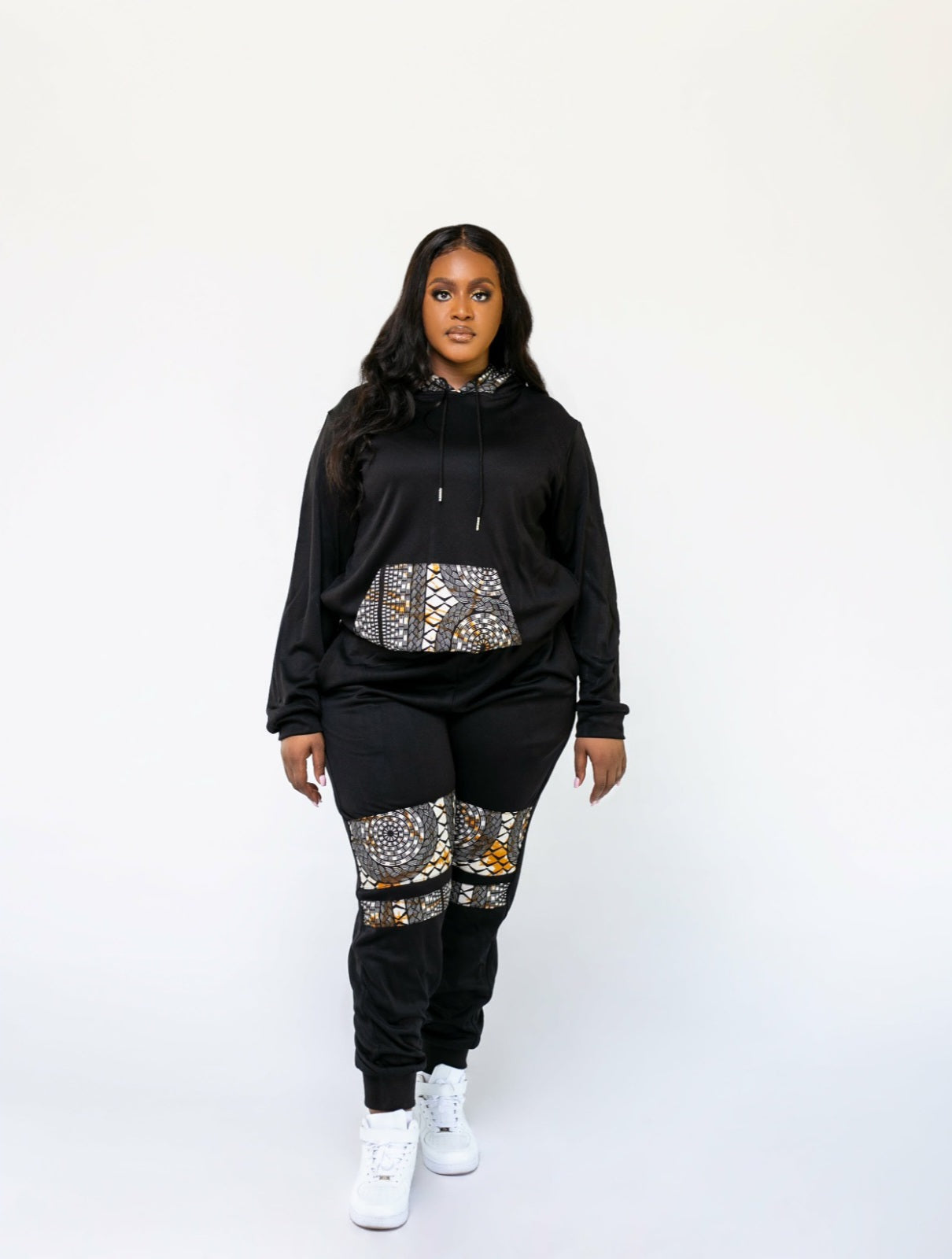 Black Ankara Unisex Tracksuit Set