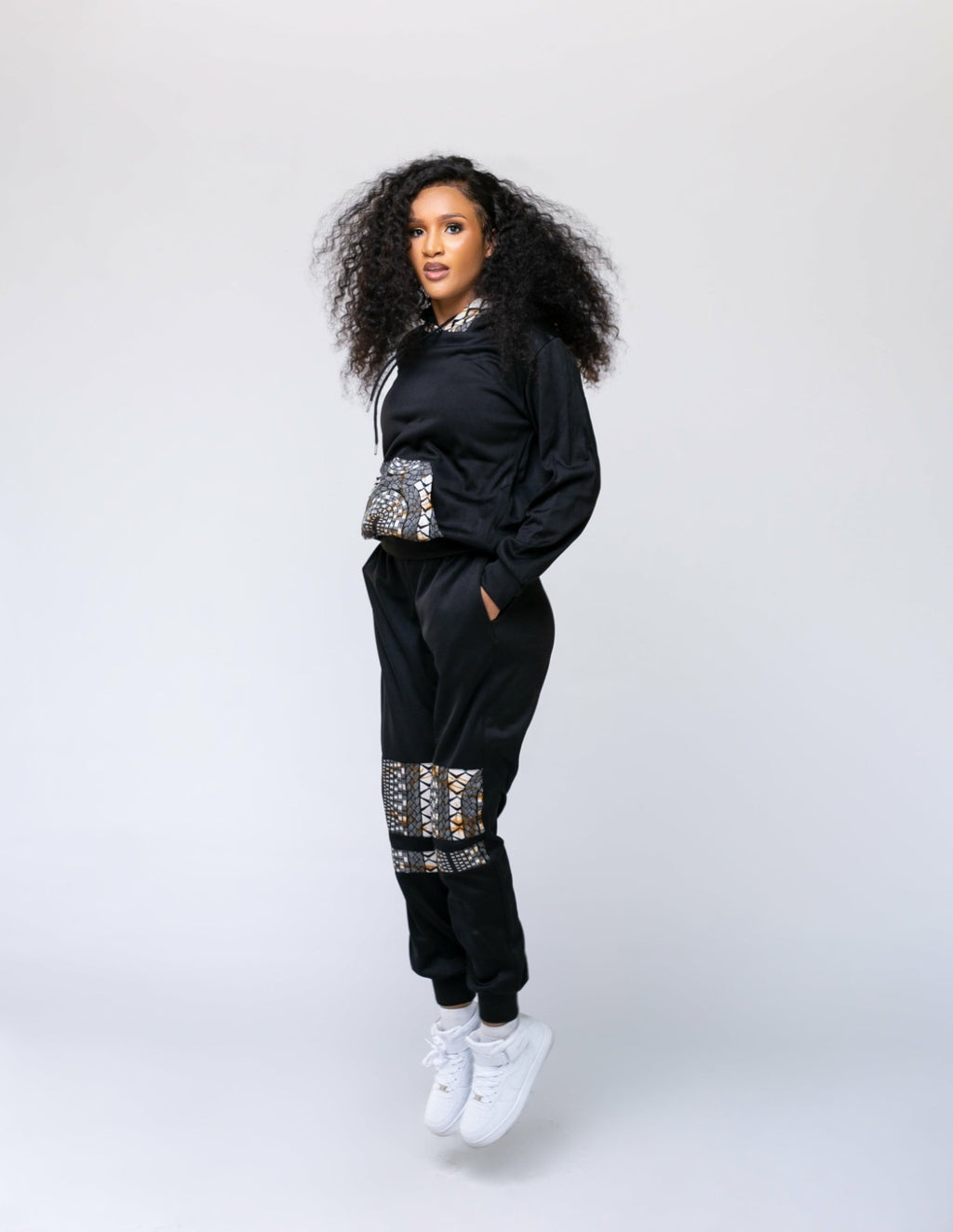 Black Ankara Unisex Tracksuit Set