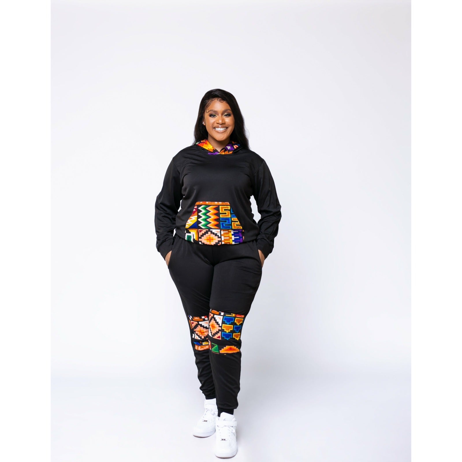 Black Ankara Unisex Tracksuit Set