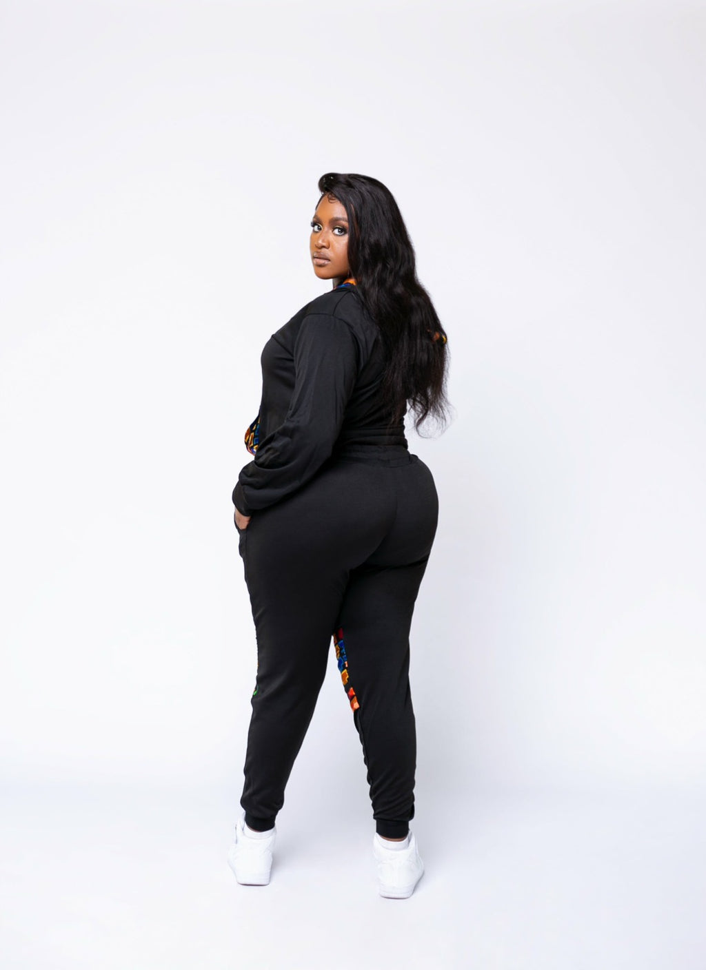 Black Ankara Unisex Tracksuit Set